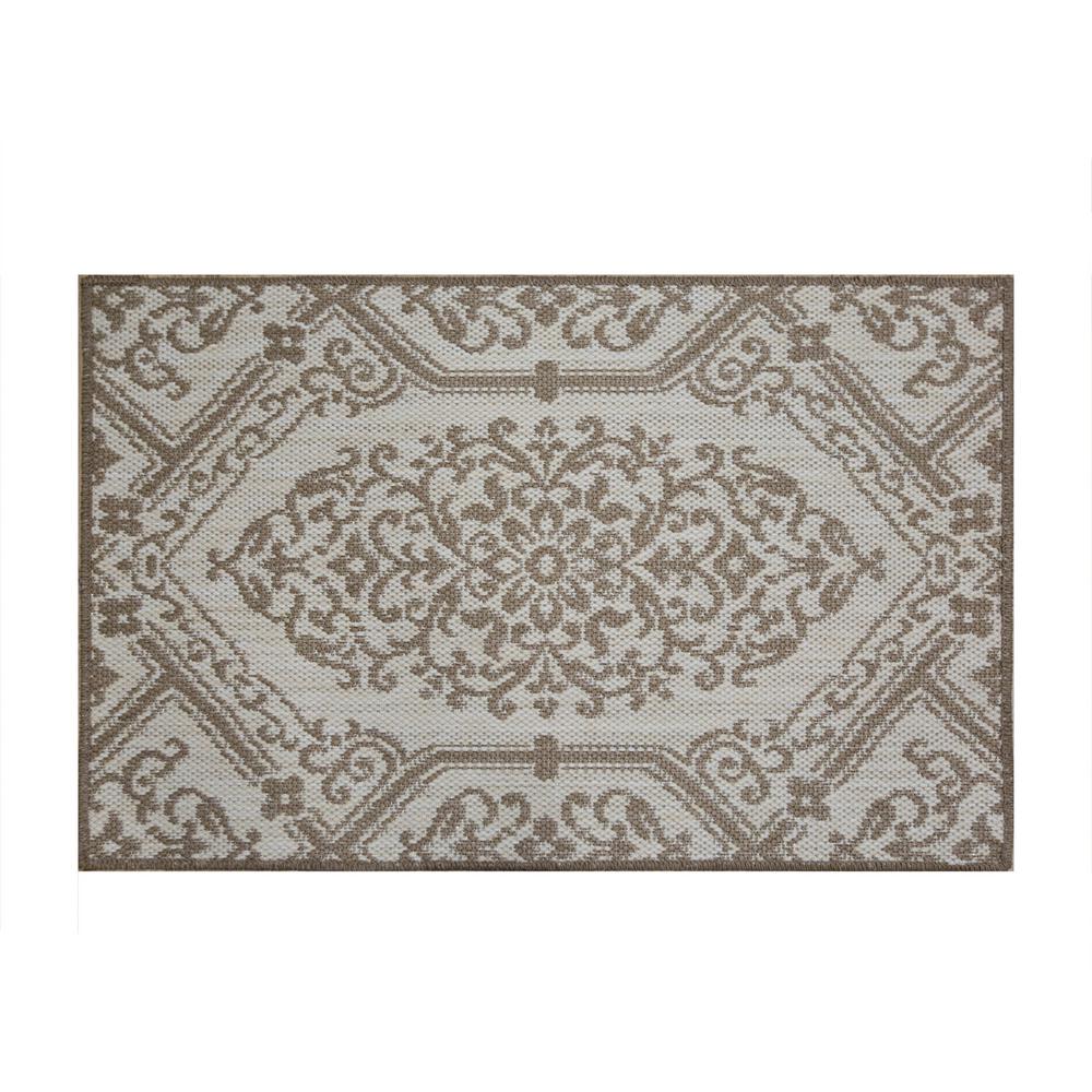 Home Dynamix Cafe Jardin Beige/Brown 23.6 in. x 35.4 in. Scatter Mat